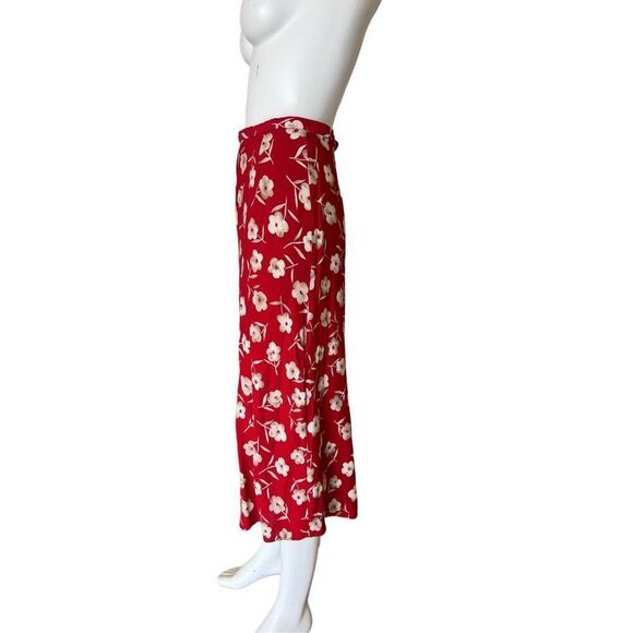 Causal Corner women’s size 12 high waisted 90s red cream floral skirt button up - Picture 2 of 5
